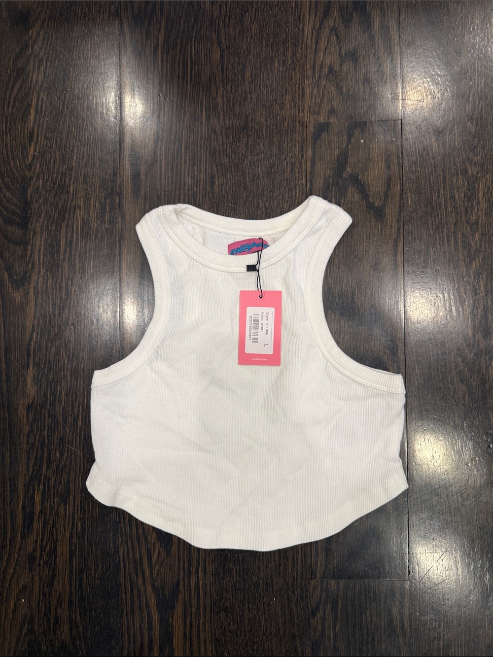 Edikted White Ribbed Crop Tank Top NWT
